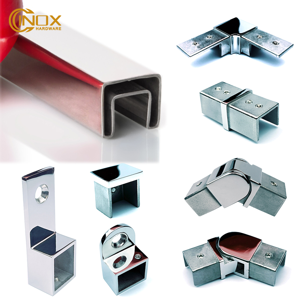 Mini Top Rail 25x21mm Stainless Steel Rectangular slotted tube fittings